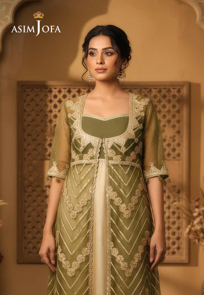 AJDSAI-307 EMBROIDERED ORGANZA STITCHED 1 PC - Image 2