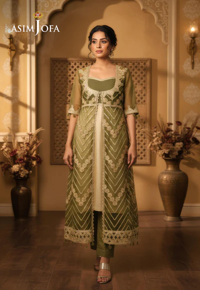 AJDSAI-307 EMBROIDERED ORGANZA STITCHED 1 PC