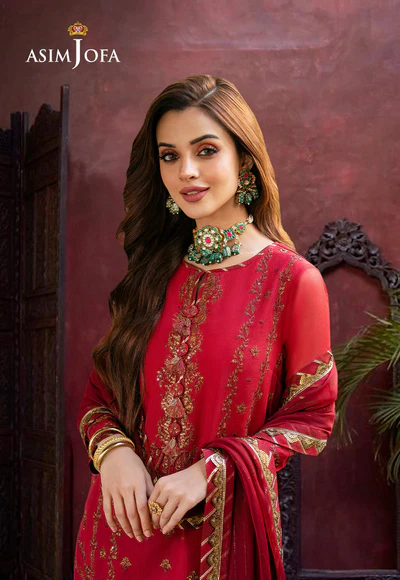 AJKMD-15 EMBROIDERED COTTON NET ORGANZA 1 PC - Image 2